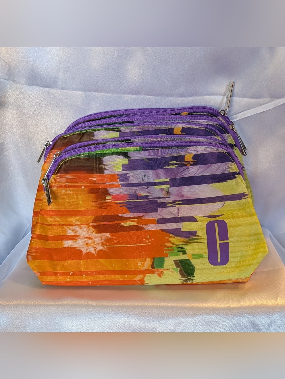 New! 6 - Clinique Purple Multi-Color Cosmetic Pouch
